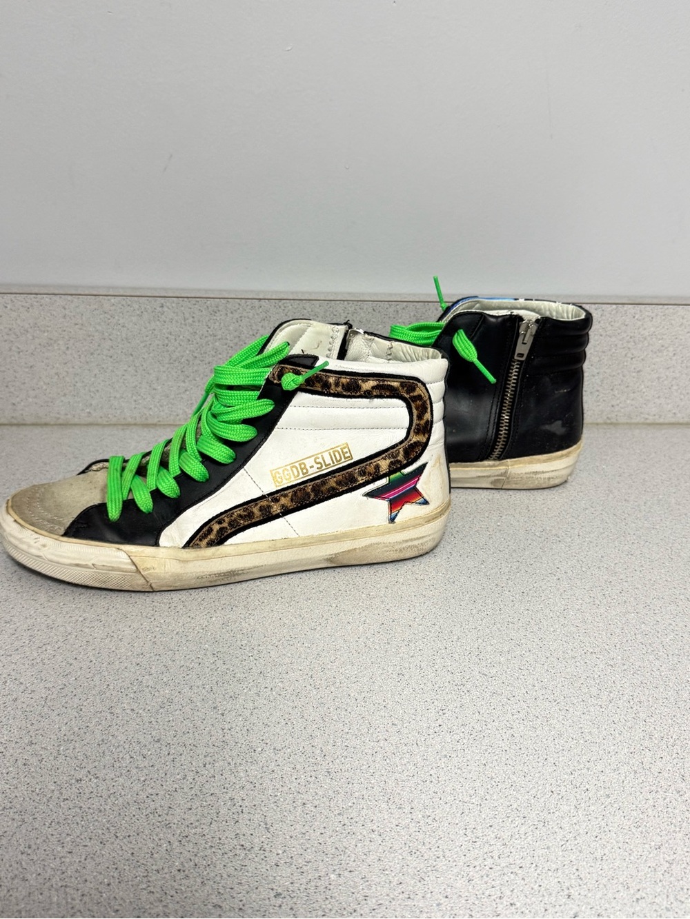 Golden Goose GGDB Slide High Top Sneakers Leopard Serape EU 38 US 8 - Picture 4 of 7